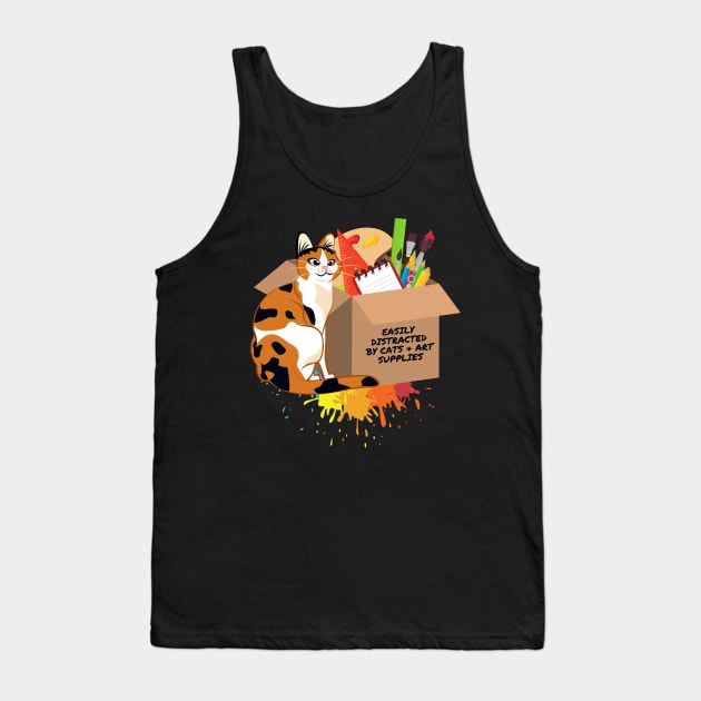 Easily Distracted by Cats and Art Supplies Tank Top by nathalieaynie
